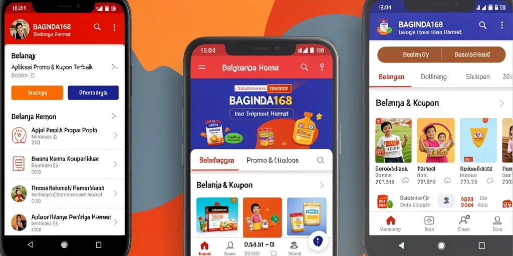 Tampilan antarmuka aplikasi BAGINDA168 dengan berbagai kupon dan promo.