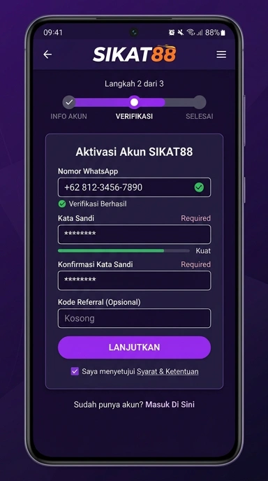 Tampilan halaman daftar sikat88
