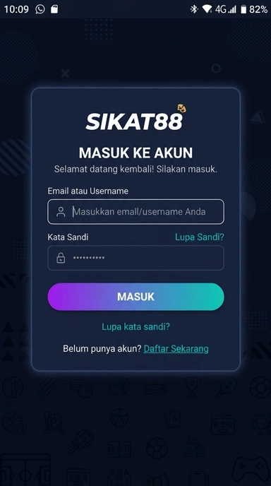 Tampilan halaman login sikat88